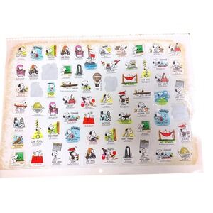 Vintage 1965 Peanuts Snoopy Woodstock Sticker Sheet Calendar Activity Schulz